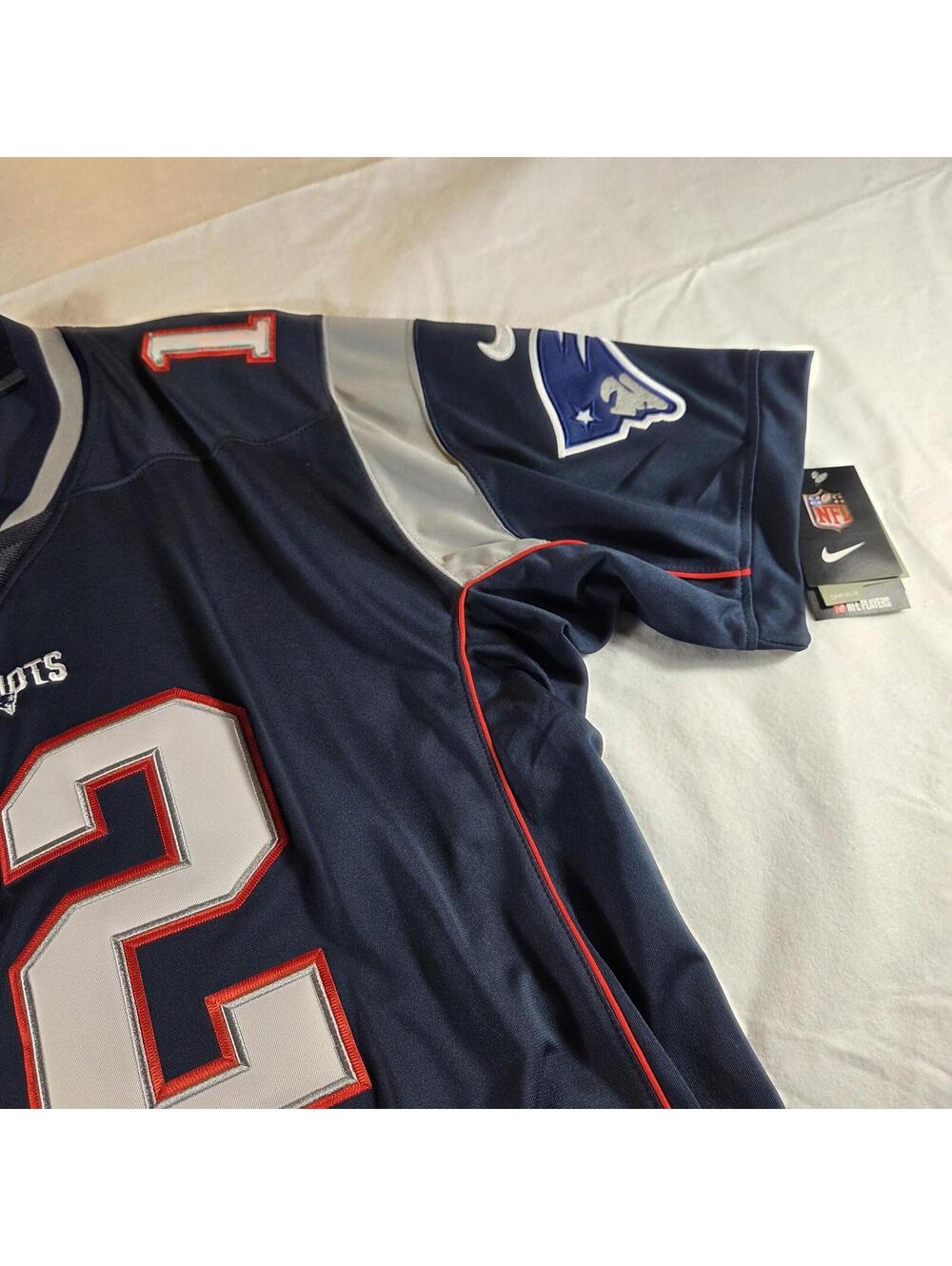 New England Patriots Jersey Mens 2XL Blue NFL Football Tom Brady 12 Nike - Picture 5 of 16